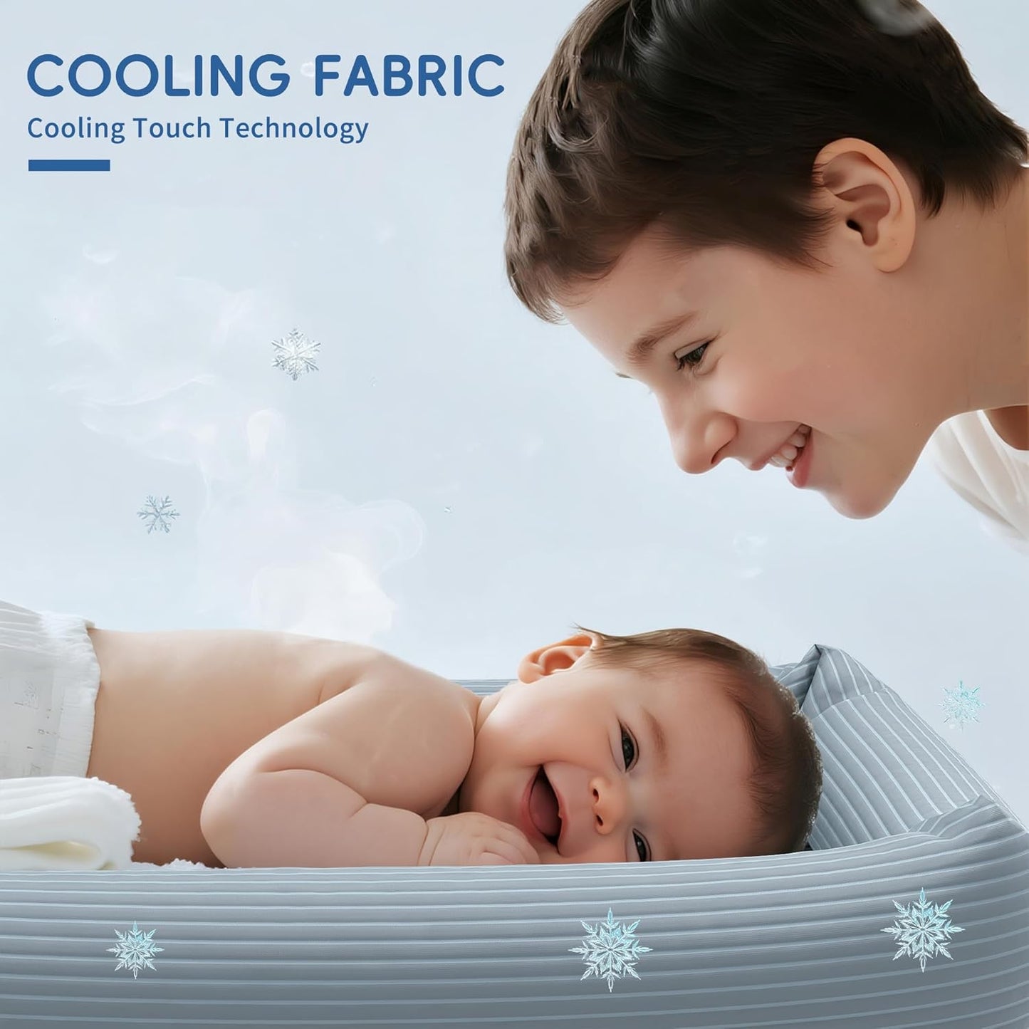 Premium Baby Lounger - Breathable and Soft Nest with Cooling Touch Cover for Newborns (0-24 Months) - Ideal for Home and Travel - Grey