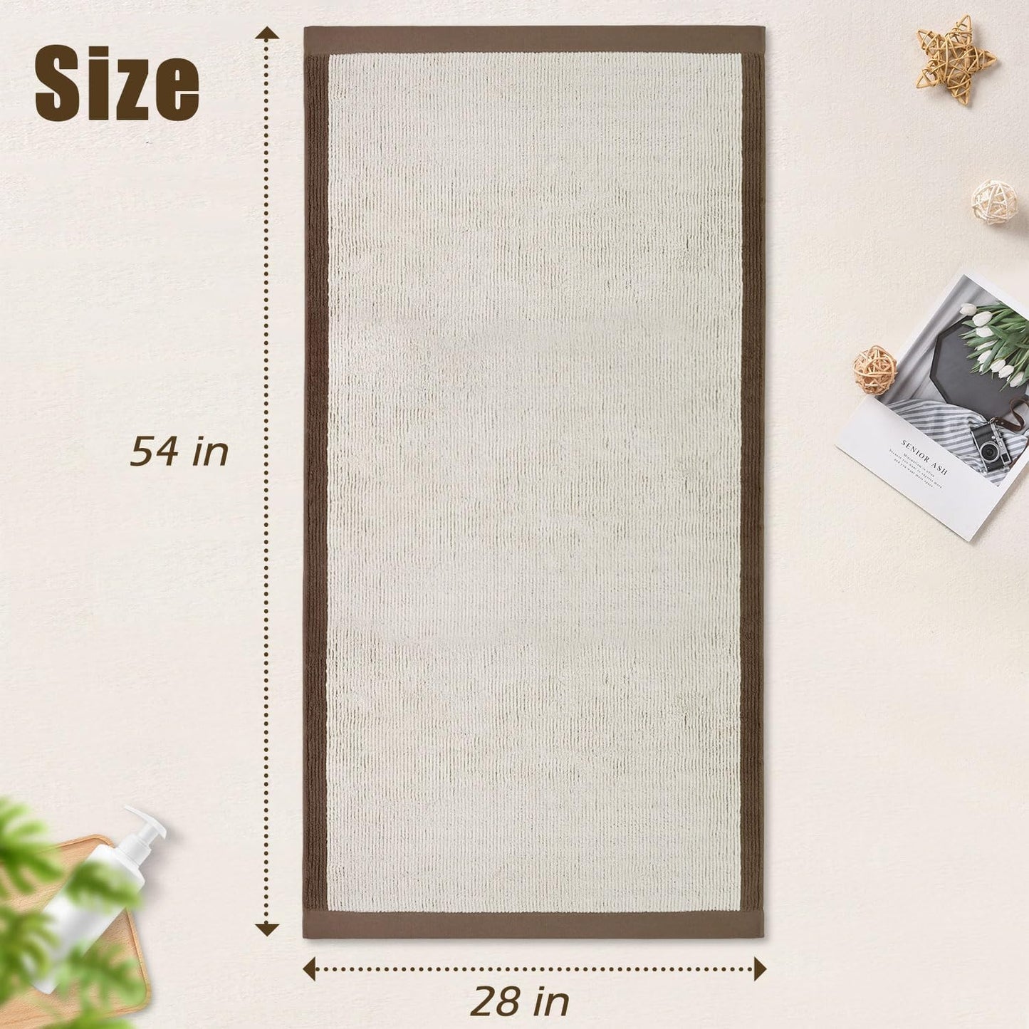 Shower Towels for Bathroom - Ultra Soft Bath Towels Set of 2, 520 GSM, 500,000 Dense Loops per Side, Quick-Dry and Highly Absorbent, 54 X 28 Inches, Light-Brown