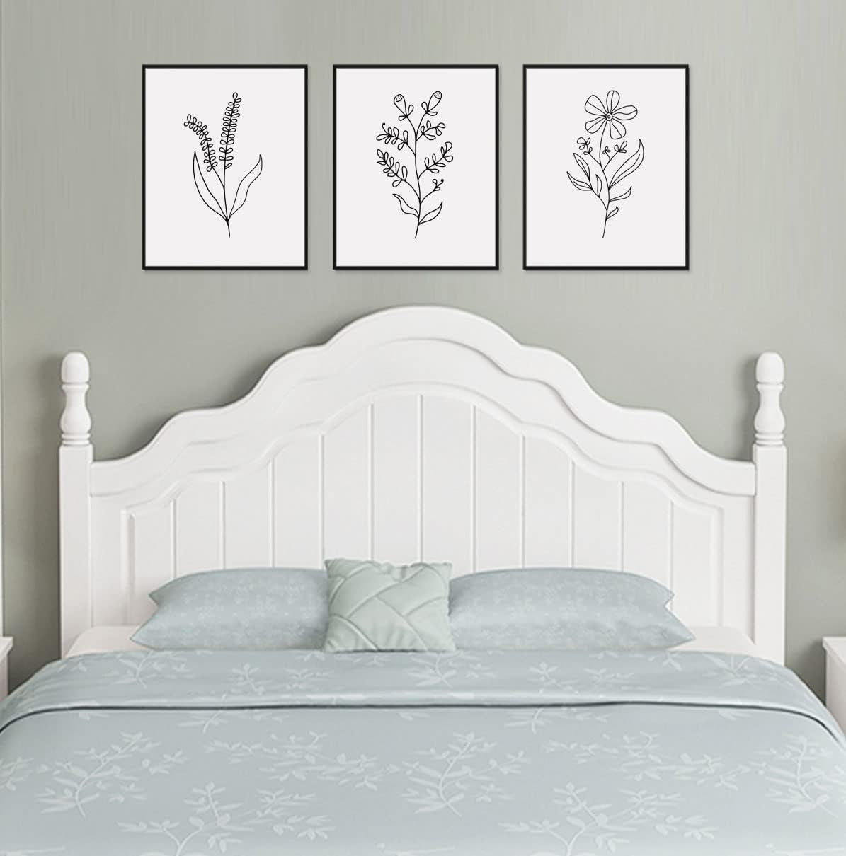 Minimal Line Botanical Prints, Flower Line Art Prints, Set of 3, Gallery Wall Art, Botanical Prints, Wild Flowers Art, Floral Line Art, Minimal Floral Decor, 11X14Inch Unframed