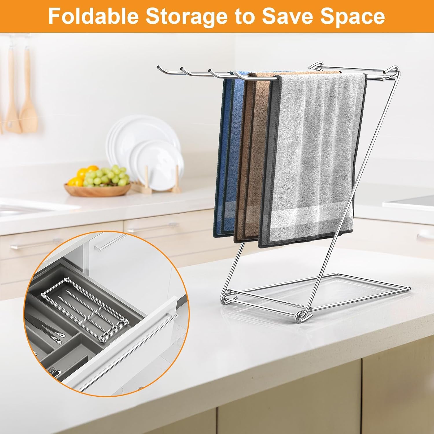 180 Spice Jar Labels - Chalkboard Stickers, Preprinted and Blank and Kitchen Towel Holder Stand, 4-Arm Dish Towel Holder Countertop Hand Towel Holder for Bathroom