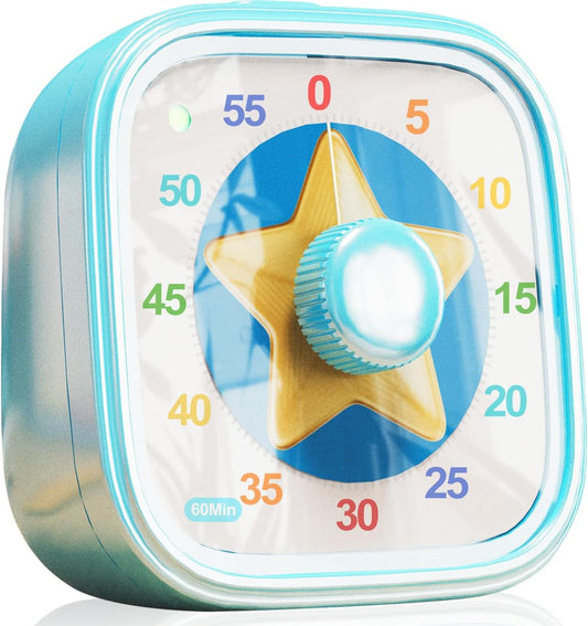 Visual Timer for Kids, 60 Minute Countdown Kitchen Timer for Cooking, Time Management Tool for Classroom, Teacher, Home School, Toddlers, Office, Study, Game - Battery Included