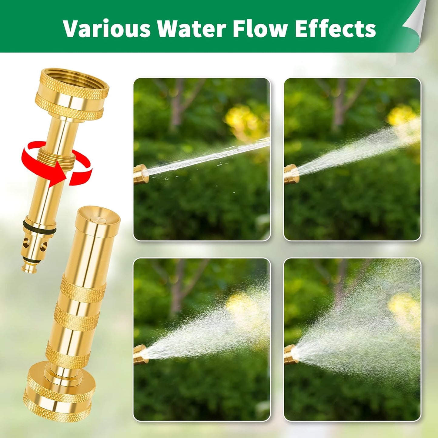 7-Pattern Garden Hose Nozzle & Brass Adjustable High Pressure Nozzles 2 Pack Spray Gun