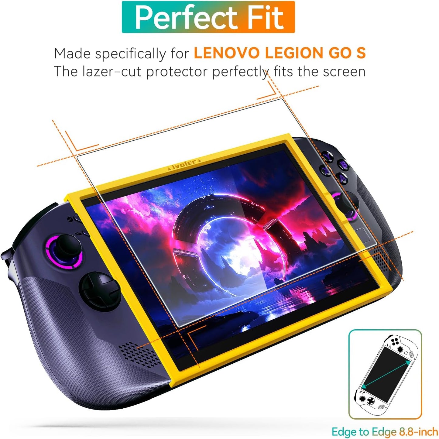 2 Pack Screen Protector for Lenovo Legion Go S Handheld 2025 with Alignment Frame, Tempered Glass, 8 Inch Full Coverage, Transparent Ultra HD, Anti-Scratch, Anti-Fingerprint