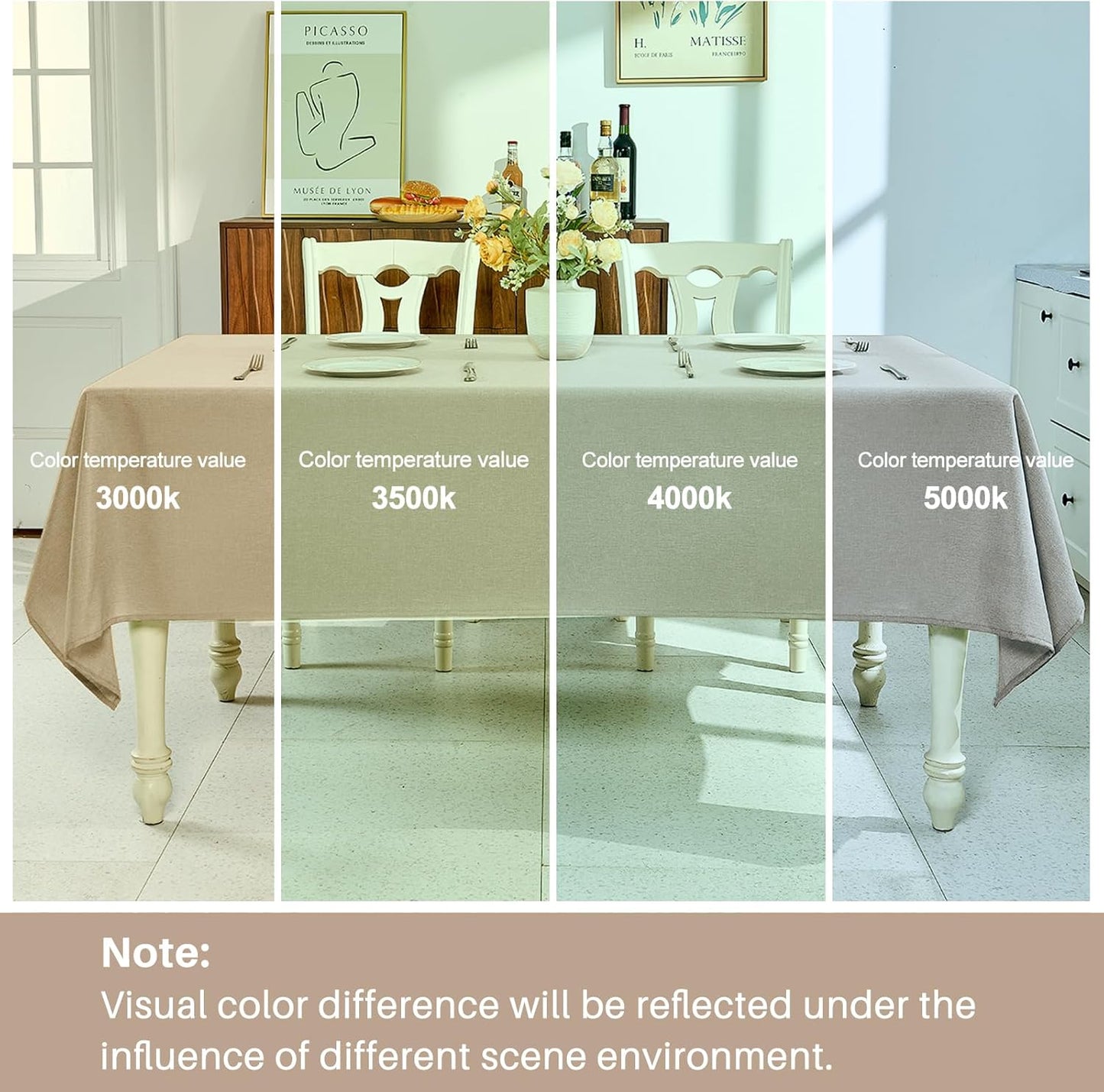 Textured Linen Table Cloth for Rectangle Tables - Khaki Tablecloths Rectangular Waterproof Wrinkle Free Wipeable Dining Table Cover for Spring Wedding Birthday Kitchen Decor, 52 X 70 Inch