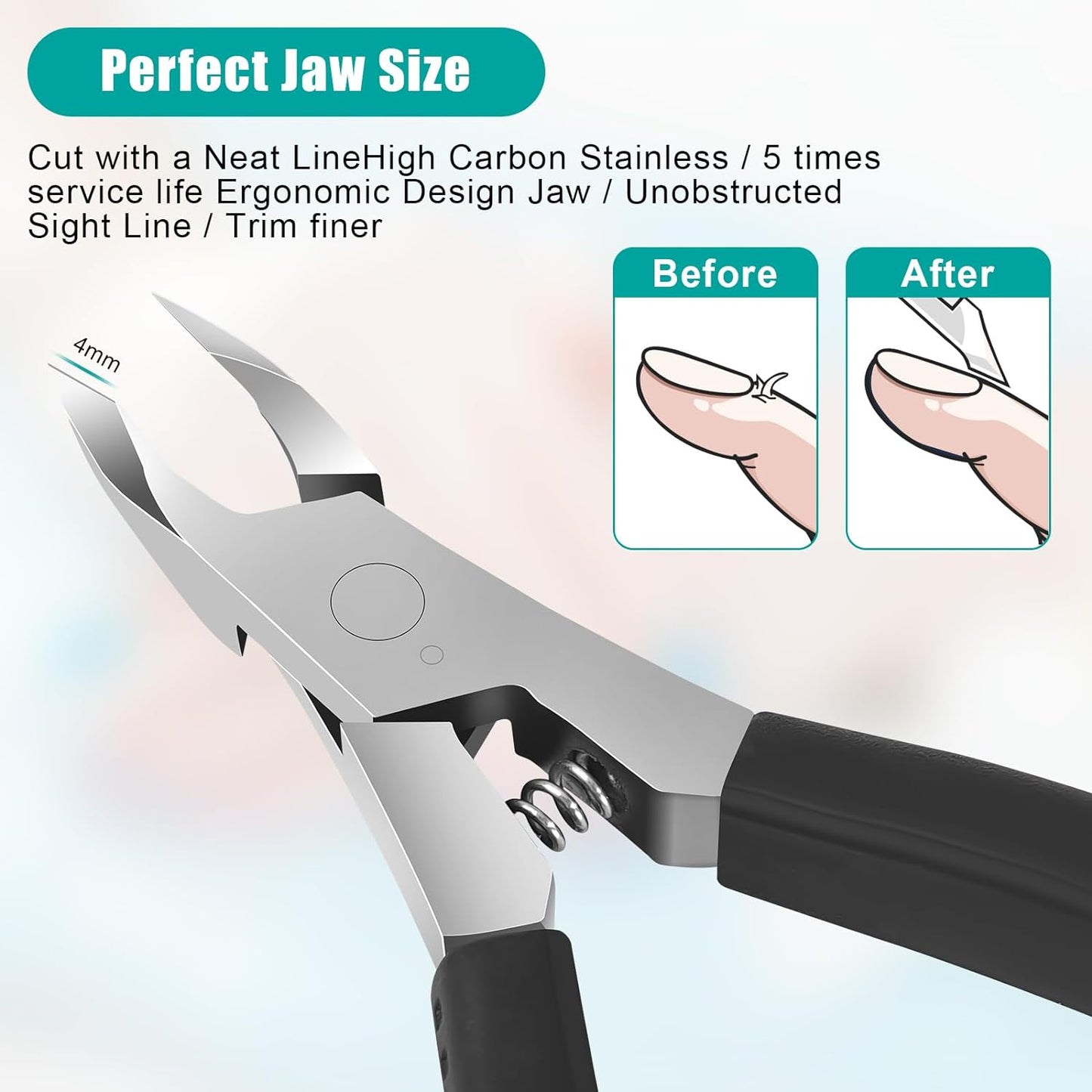 Cuticle Trimmer,4Mm Jaw Extremely Sharp,Cuticle Clippers for Nails with Silicone Handle, Non-Slip,Professional Steel Cuticle Cutter,Trimmer Dead Skin Remover Stainless Cuticle Remover Tool