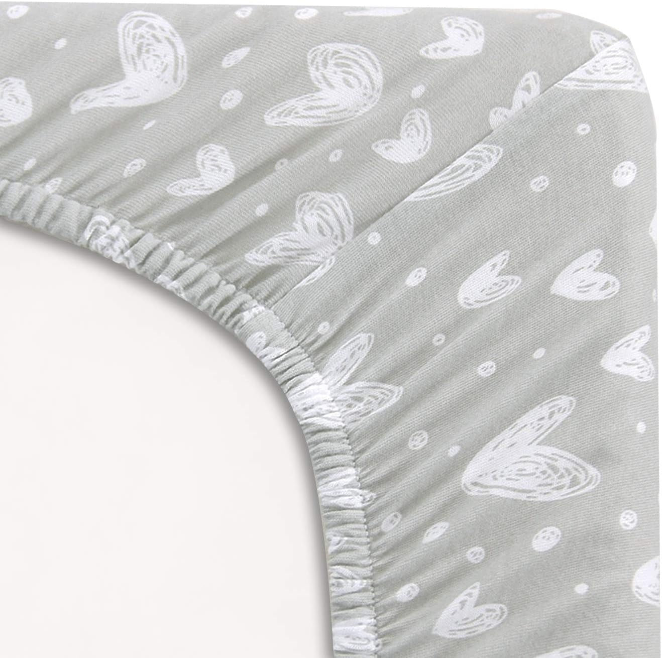 Pack and Play Sheets Fitted, 2 Pack Playard Sheets Fits for Graco Pack N Play Mattress, 100% Jersey Knit Cotton Mini Crib Sheets for Baby Boys & Gril