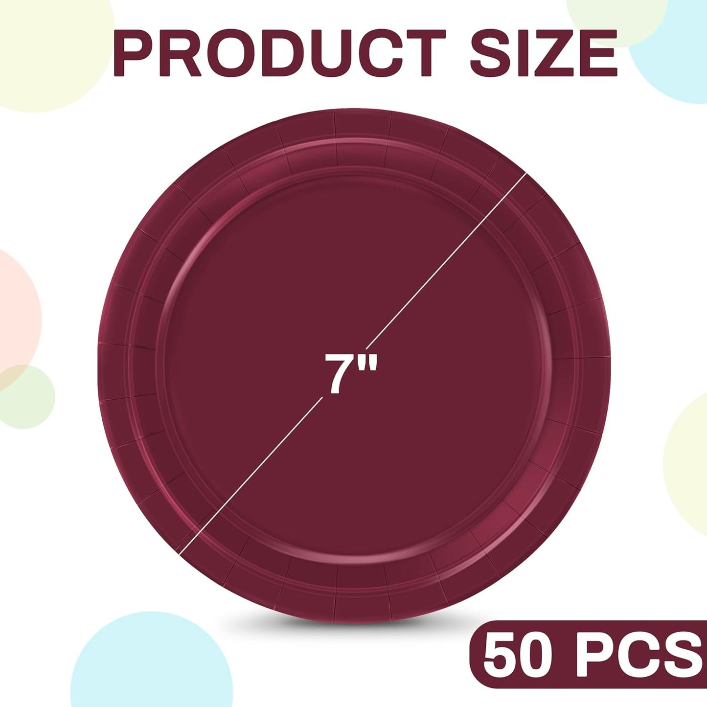 Disposable Paper Plates Set, 50 PCS Purple Dinner Paper Plates, round 9 Inches Party Plates Pack for Daily Meal Picnic Anniversary Mardi Gras Carnival Festival Gathering Party Supplies