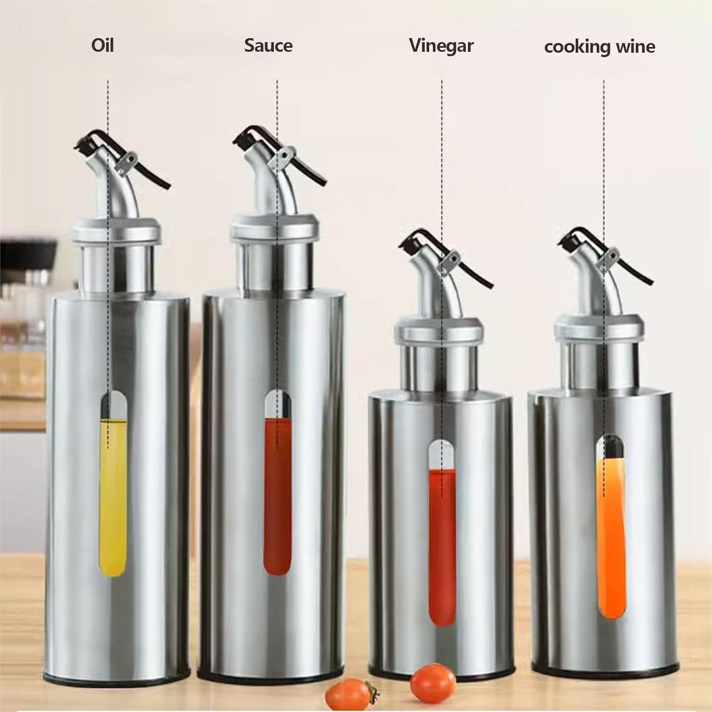 Olive Oil and Vinegar Dispenser Bottle Set for Kitchen,9.9Oz Clear Plastic Olive Oli Carafe(290Ml) with Pourers and Funnel (Large)