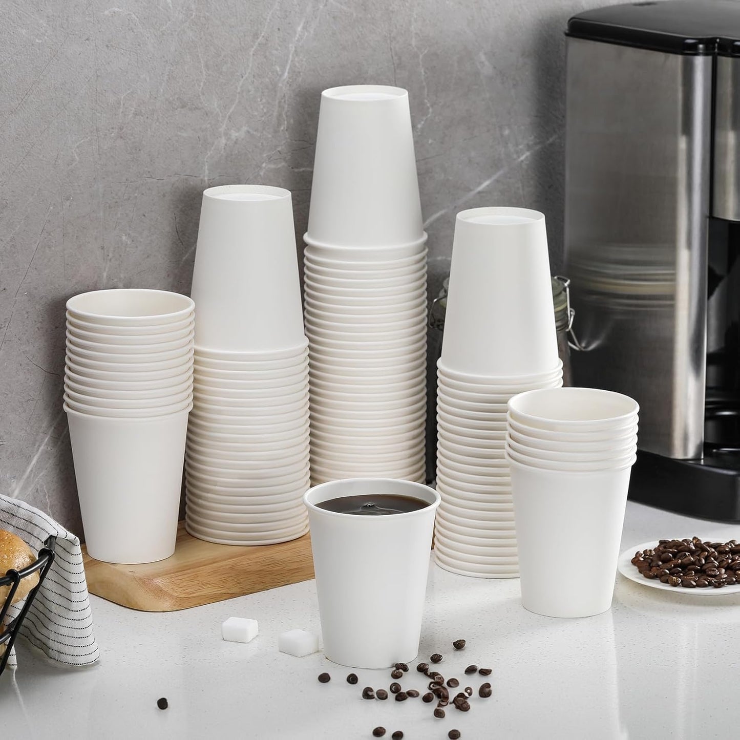 120 Pack 8 Oz Paper Cups, Coffee Cups, White Paper Hot/Cold Disposable Beverage Drinking Cup for Water, Juice, Coffee, Tea