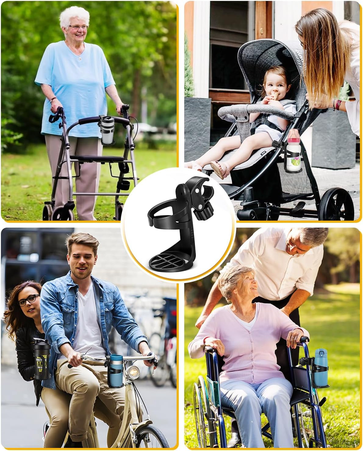 Pack of 2 Stroller Cup Holder, Universal Drink Bottle Holders for Trolleys,Wheelchair, Walker,Bicycle,Bike