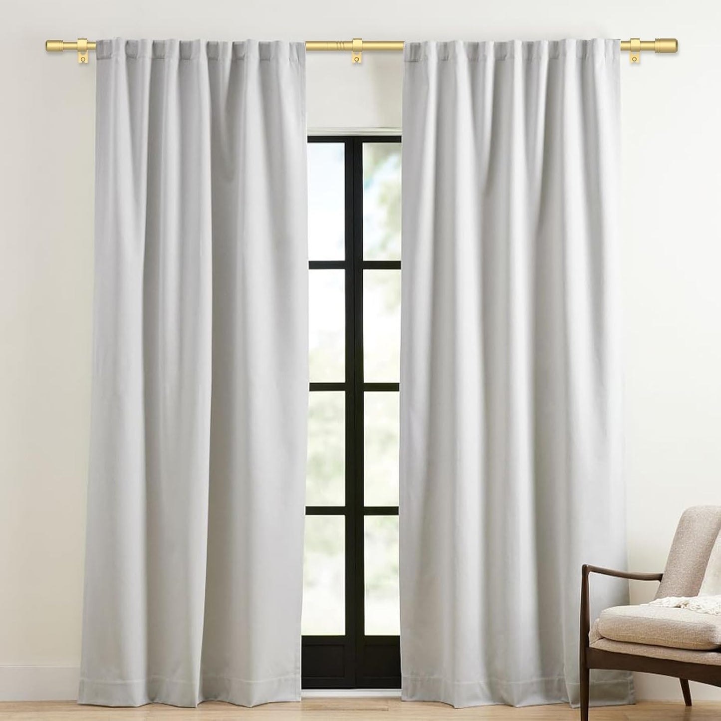 Curtain Rods for Windows 28 to 48-60 Inches, 5/8 Inch Gold Adjustable Small Curtain Rod Set with Brackets for Bedroom Living Room