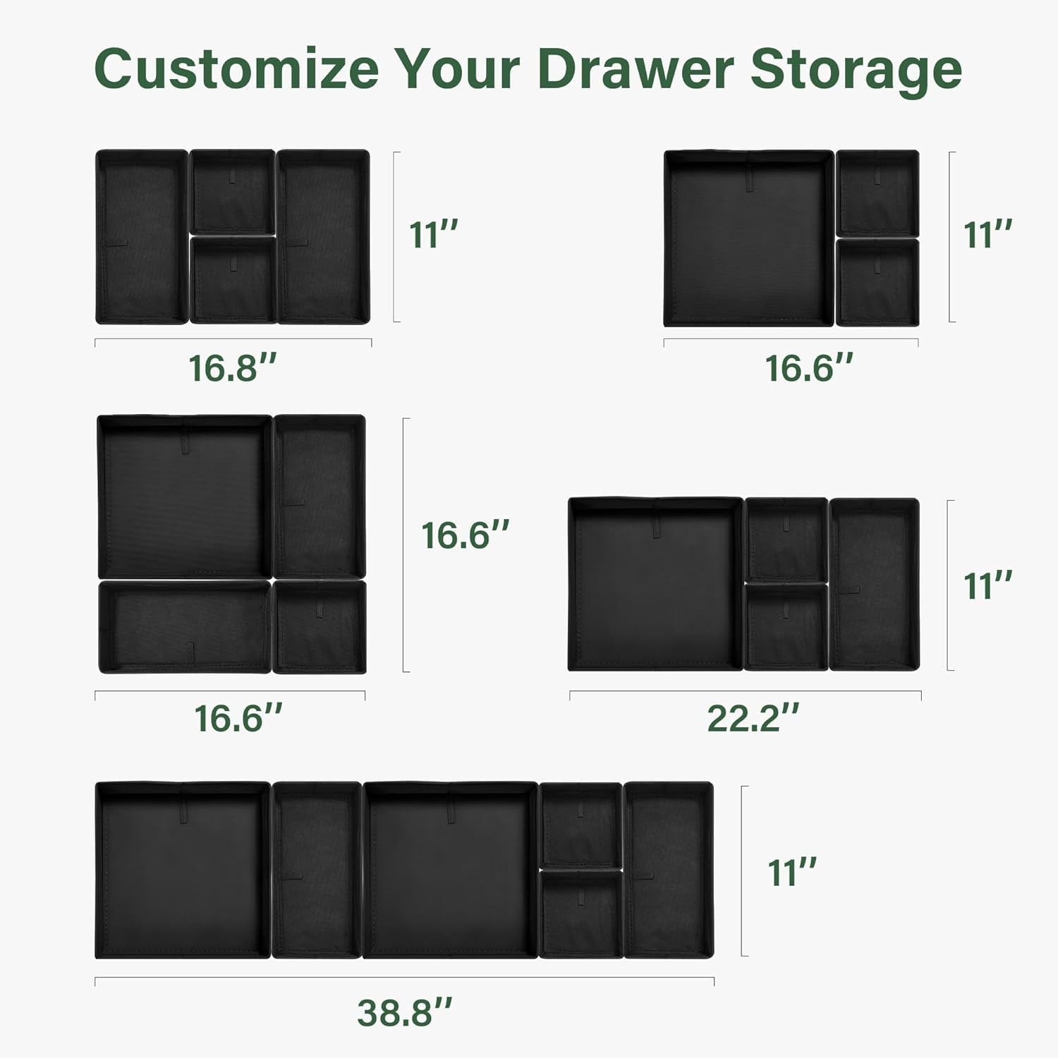 16 Pack Drawer Organizer Clothes, Dresser Drawer Organizers for Clothing Fabric Foldable Closet Organizers and Storage Bins for Baby Clothes, Nursery, Underwear, Bras, Socks