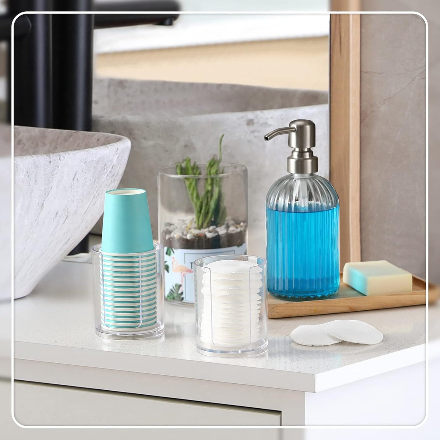 Bathroom Cup Dispenser, 2 Pack Mouthwash Cups Holder, Small Disposable Paper Cup Holders for Rinsing Cups on Bathroom Vanity Countertops