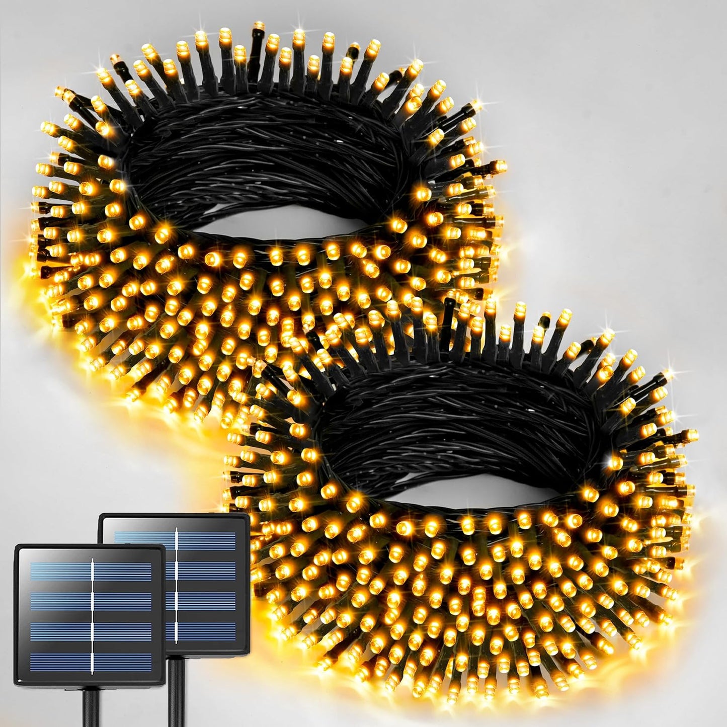 2 Pack Solar String Lights Outdoor Waterproof - Total 400 LED 151FT Solar Christmas Lights Outdoor, 8 Modes Warm White String Light for outside Patio Yard Tree Garden Christmas Decorations