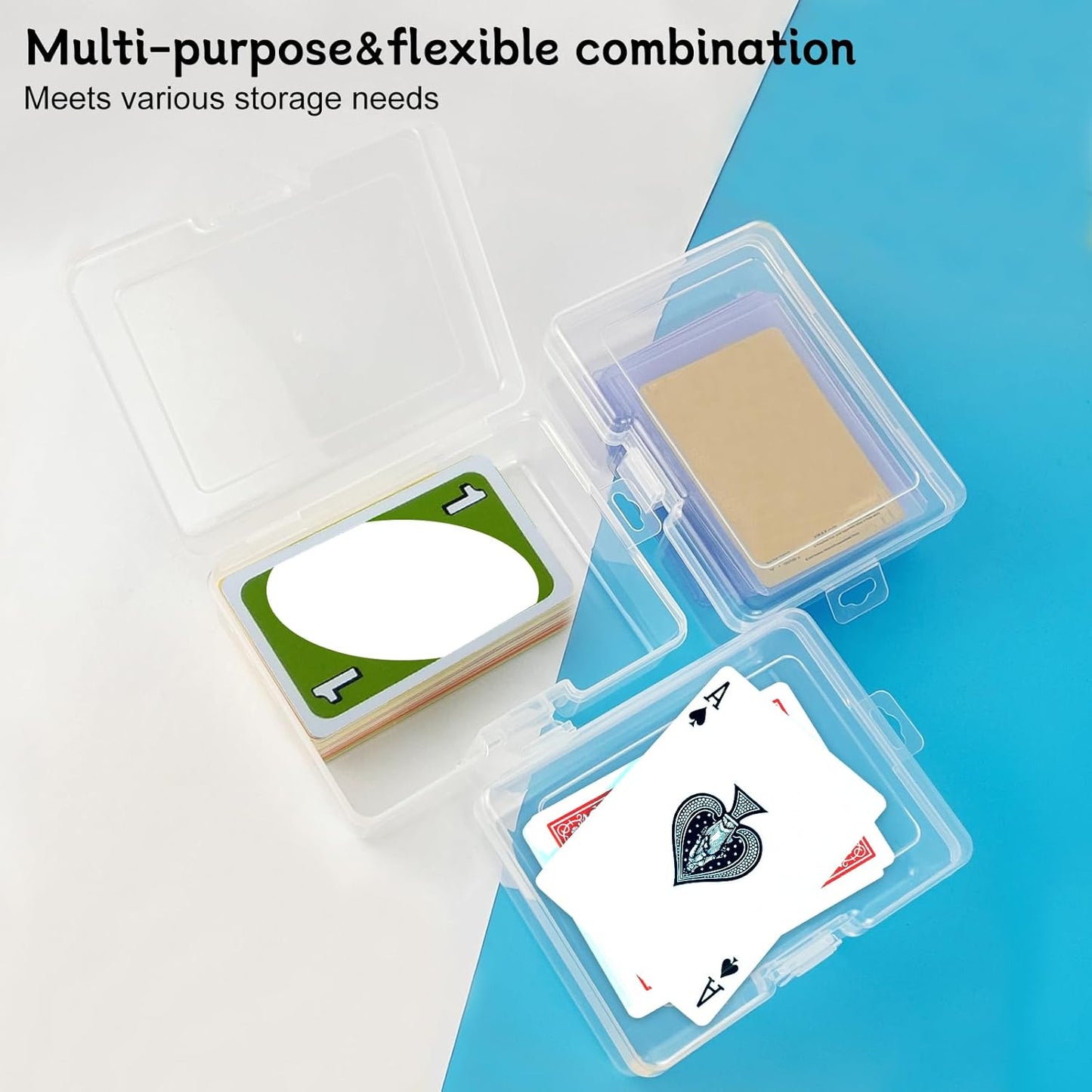 3 PCS Card Storage Box for UNO 112PCS, High Capacity Playing Cards Case (No Cards)