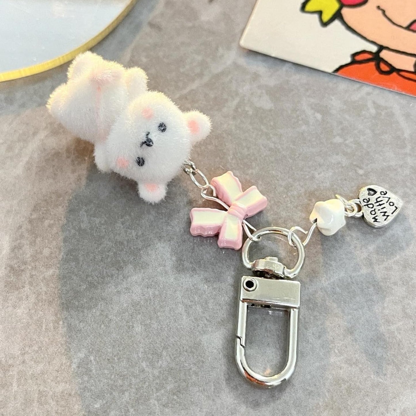 Cute Coquette Aesthetic Y2K Kawaii Keychain Strawberry Bow Star Pendants Keyrings Kawaii Accessories Keychain for Backpacks Purses Bags (Style 3)