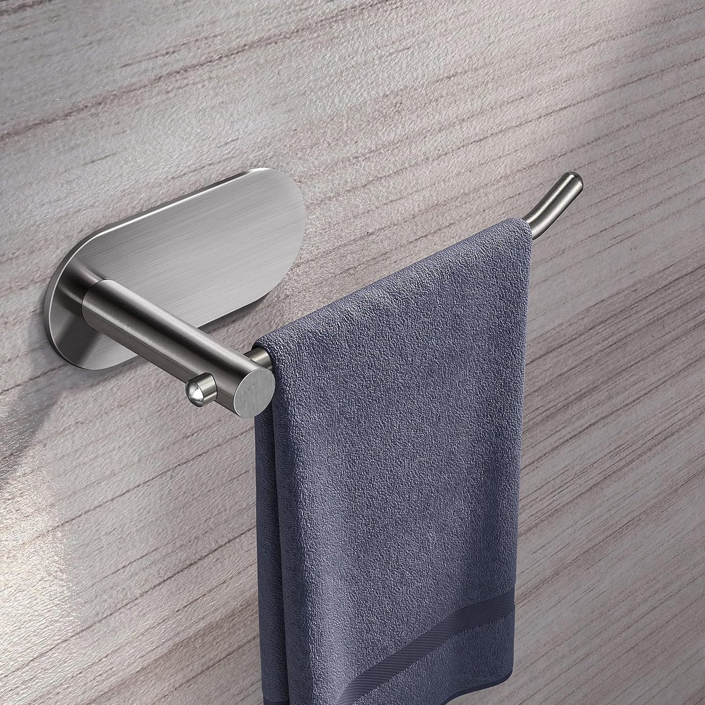 Self Adhesive Hand Towel Holder for Bathroom, Silver Towel Rack Towel Ring Hanger Towel for Kitchen No Drilling - SUS 304 Stainless Steel Brushed