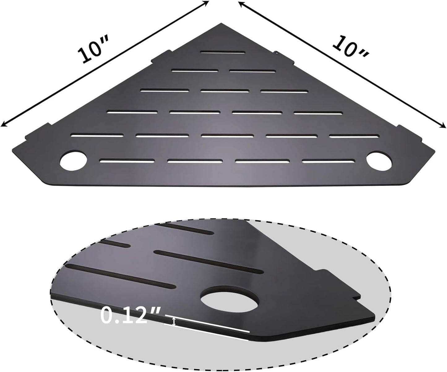 10" Corner Shower Shelves 2-Pcs, Rustproof 304 Stainless Steel Shower Corner Shelf with Razor Holder, No Drilling Bathroom Shower Shelf for Tiled Wall (Matte Black)