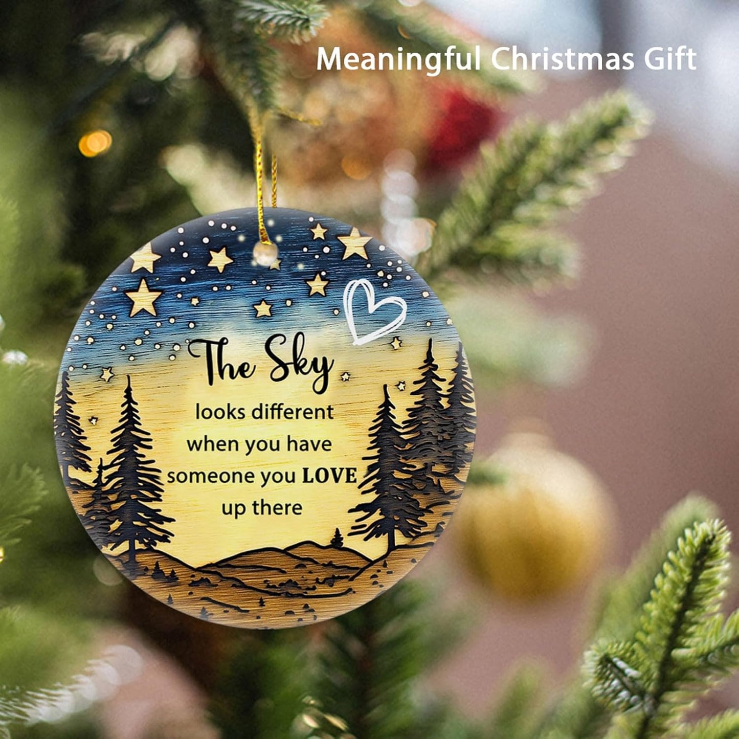 The Sky Looks Different Ornament Memorial Ornament Remembrance Christmas Ceramic Ornament Trees Family Remembrance Keepsake Christmas Gift for Loss of Loved One