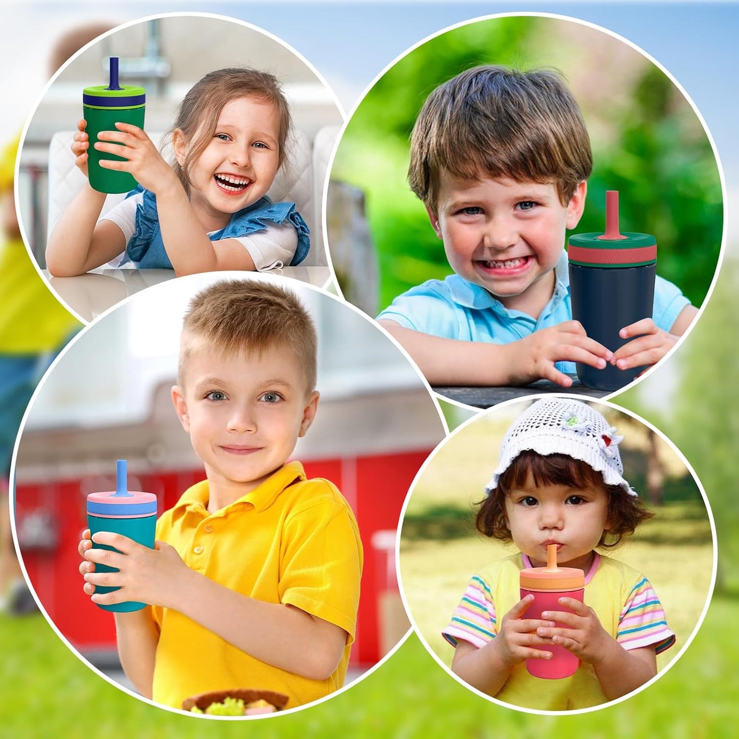 Straw Replacement Compatible with Zak Straw Cups,4Pcs 15 Oz Tumbler Water Bottle Reusable Silicone Straw Bpa-Free with Straw Cleaning Brush for Zak Designs Kelso 12 Oz Cups