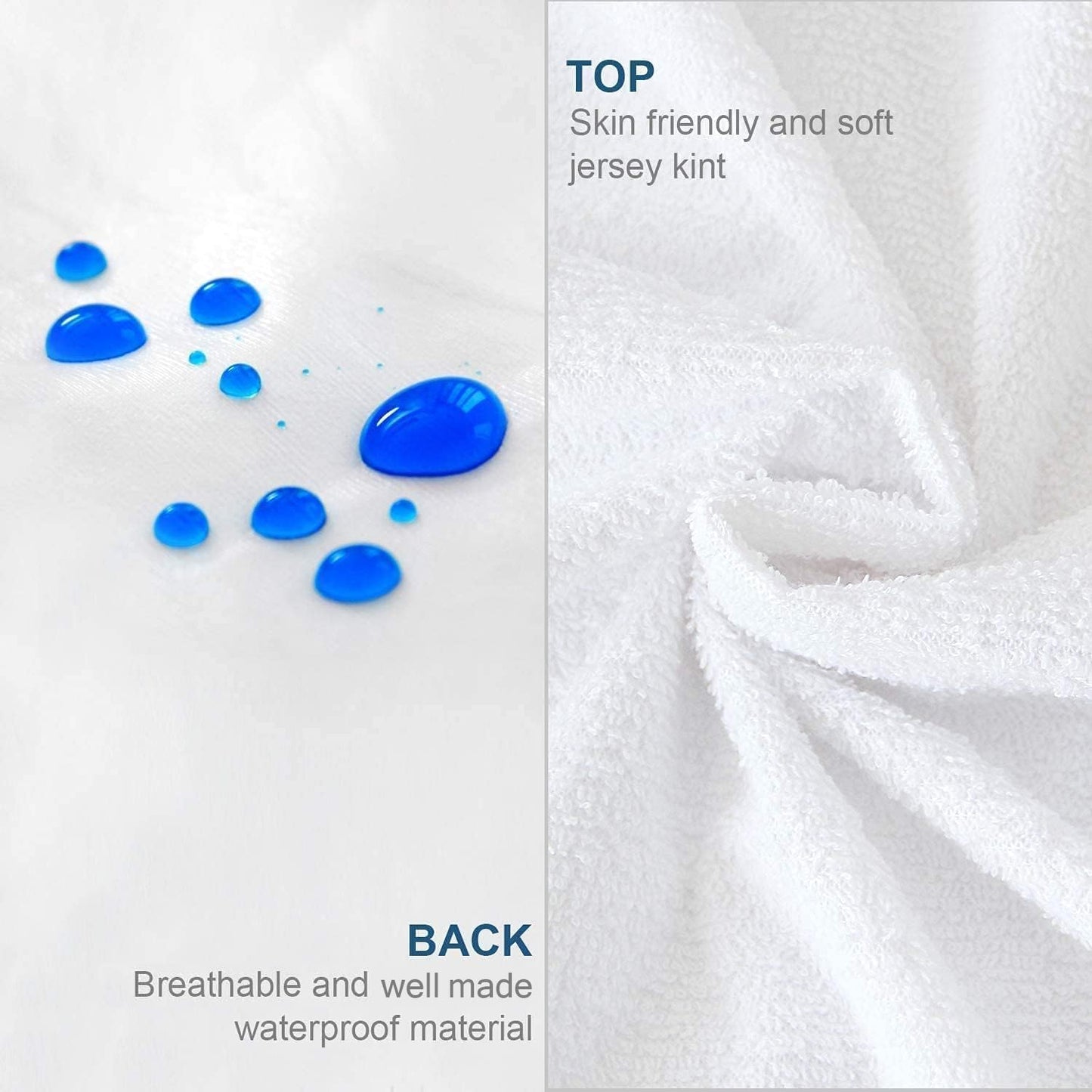Queen Mattress Protector Zippered (10/11/12/13/14 Inchs), Soft Terry Surface Mattress Encasement, 6-Side Waterproof Mattress Cover for Kids, Well Zipper, Noiseless, for Queen Mattress 60 * 80