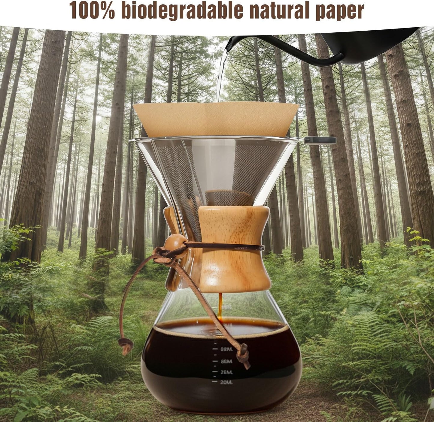 200 Count Cone Coffee Filters #4, Unbleached 04 Coffee Filters 8-12 Cup, Disposable Natural Paper Filters, No.4 Cone Filters for Ninja, Pour over and Drip Coffee Maker