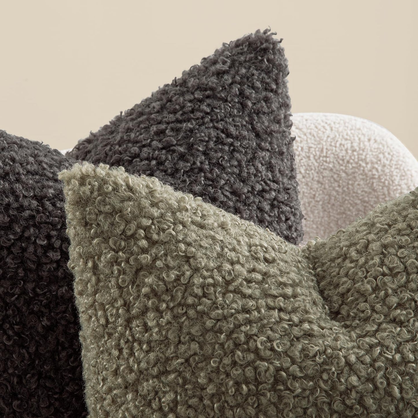 Pack of 2 Throw Pillow Covers 18X18 Inch Dark Gray Faux Fur Decorative Sherpa Pillow Covers Fuzzy Accent Soft Sheepskin Fleece Cushion Cases for Boho Home Decor Couch Living Room Bed