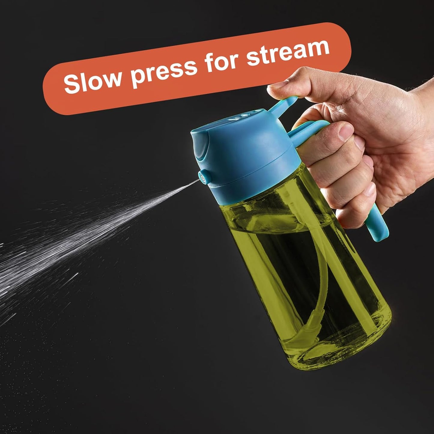 - 16Oz/470Ml Olive Oil Dispenser for Kitchen with Stickers - 2 in 1 Olive Oil Sprayer for Cooking, Air Fryer, and Salad, Black&Blue (Light-Proof Kitchen Gadget)