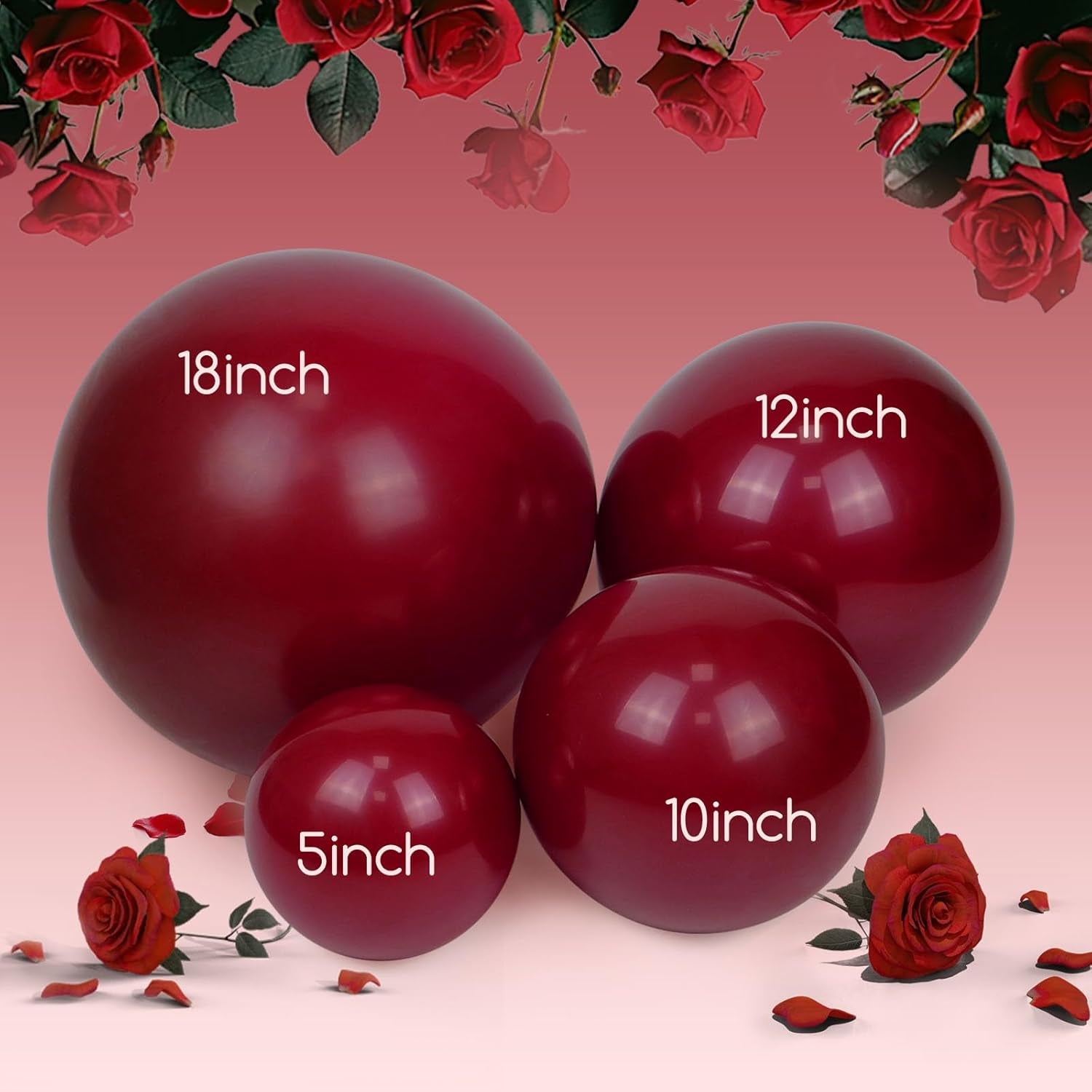 120Pcs Burgundy Balloons, 18 12 10 5 Inch Maroon Balloons Different Sizes Burgundy Balloon Arch Kit for Birthday Graduation Wedding Baby Shower Valentine'S Day Party Decorations