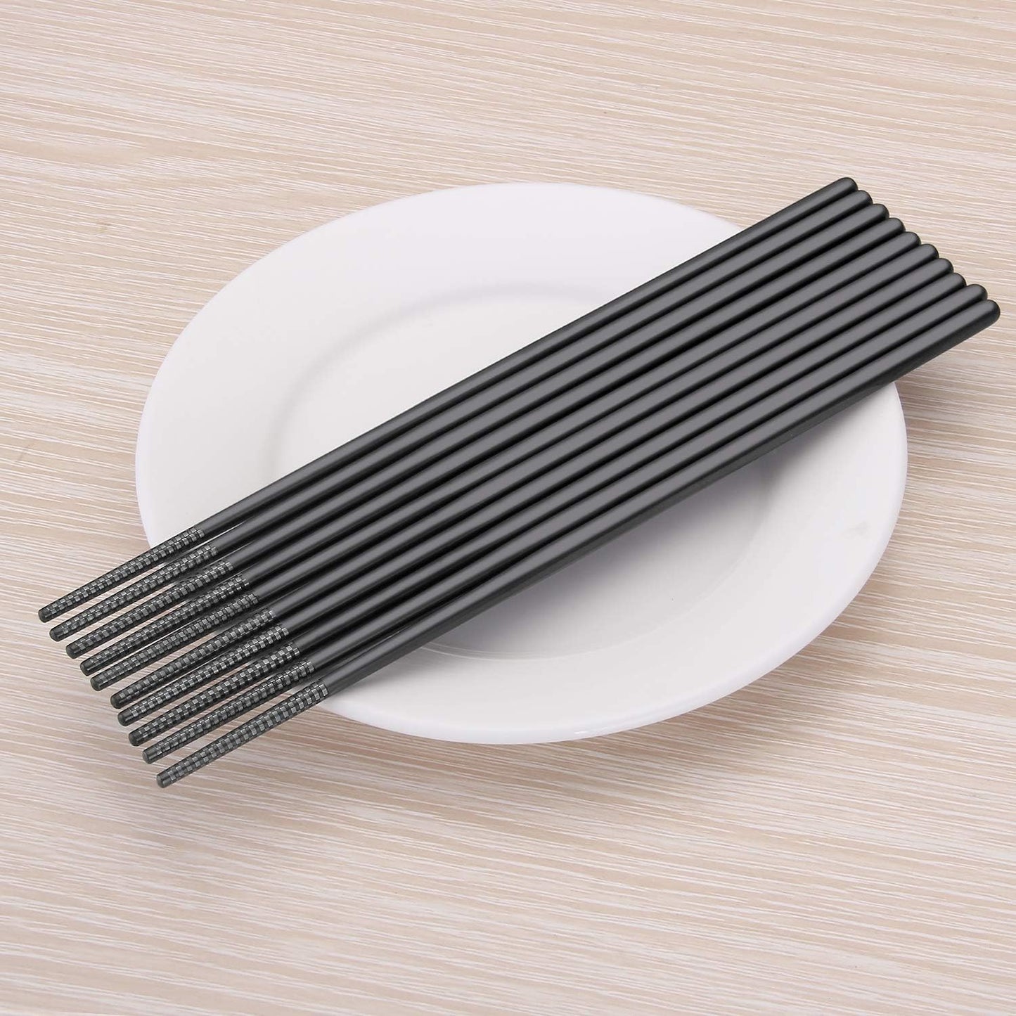 Stainless Steel Chopsticks, 9.45 Inches, Reusable (5 Pairs, Black)