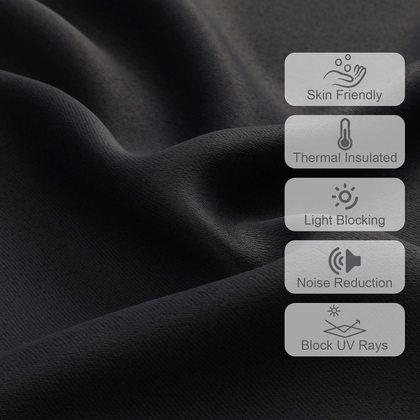 Black Valances for Window, Room Darkening Short Curtains for Kitchen Bedroom Living Room, Rod Pocket Top Small Window Treatment Valance RV Bunk Panels, 40" Wx14 L, 2 Pieces