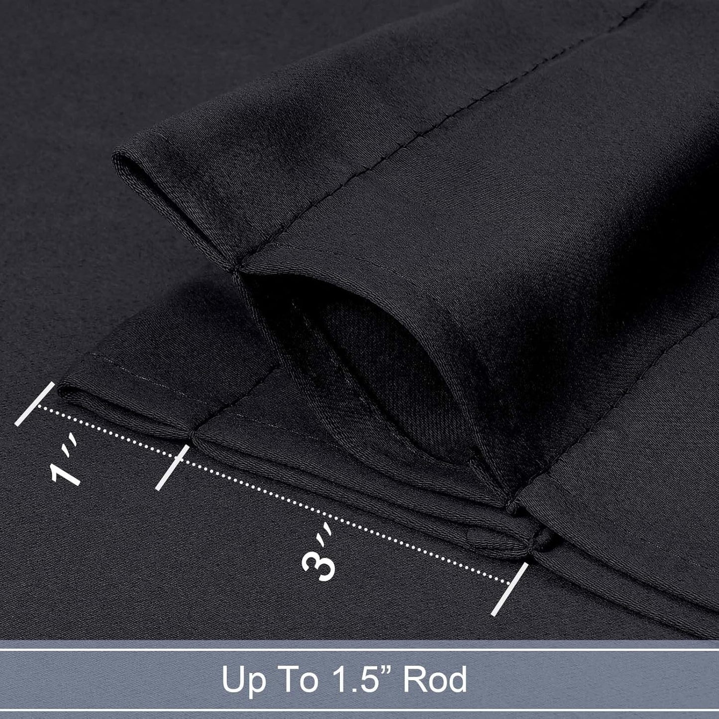 Black Valance for Window, Blackout Small Kitchen Curtain for Bedroom/Living Room, Rod Pocket Privacy Short Window Treatment Valance RV Bunk Panels, 60" Wx14 L