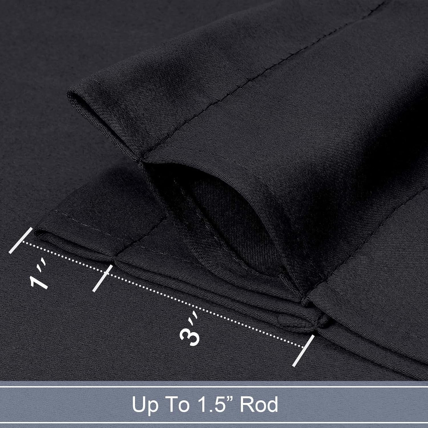 Black Valance for Window, Blackout Small Kitchen Curtain for Bedroom/Living Room, Rod Pocket Privacy Short Window Treatment Valance RV Bunk Panels, 60" Wx14 L