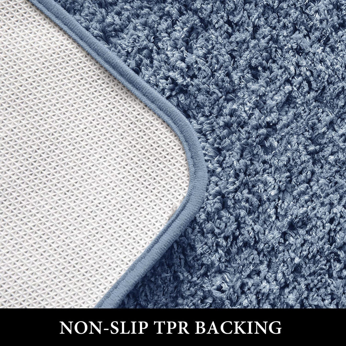 Microfiber U-Shaped Contour Bath Mat - Extra Thick, Soft, Absorbent, Non-Slip Rug for Bathroom Commode - Machine Washable (20x20 Inch, Dusty Blue)