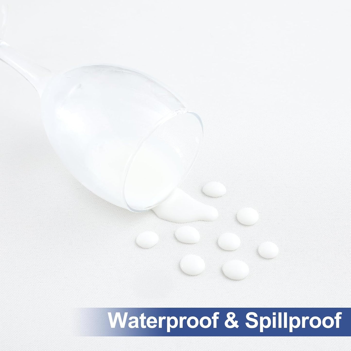 Rectangle Table Cloth Cover, Waterproof Polyester Elastic Fitted Tablecloth, Fits for 6 Foot Folding Tables, Washable Table Protector for Picnic, Camping, Outdoor (White, 30" X 72")