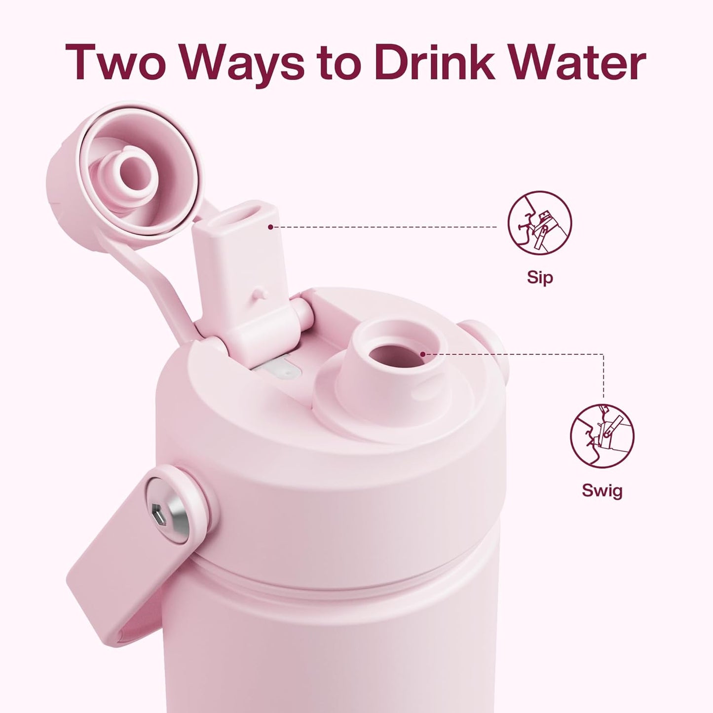 Insulated Water Bottle with Straw -  Stainless Steel Water Bottle, Leak-Proof, Bpa-Free, Double Wall Vacuum Keeps Cold for 24 Hours for Sports, Travel, School (26 Oz, Cotton Candy)