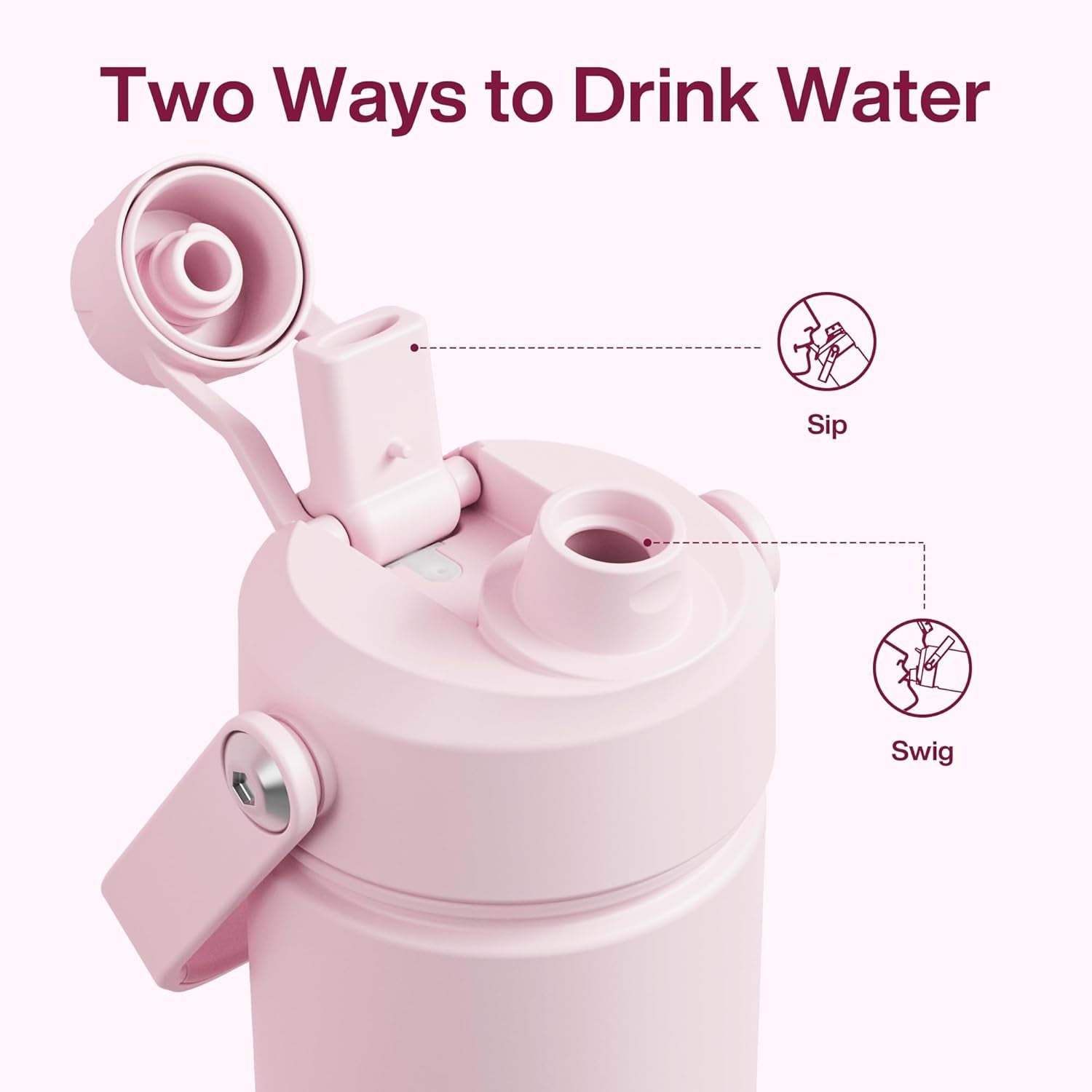 Insulated Water Bottle with Straw -  Stainless Steel Water Bottle, Leak-Proof, Bpa-Free, Double Wall Vacuum Keeps Cold for 24 Hours for Sports, Travel, School (26 Oz, Cotton Candy)