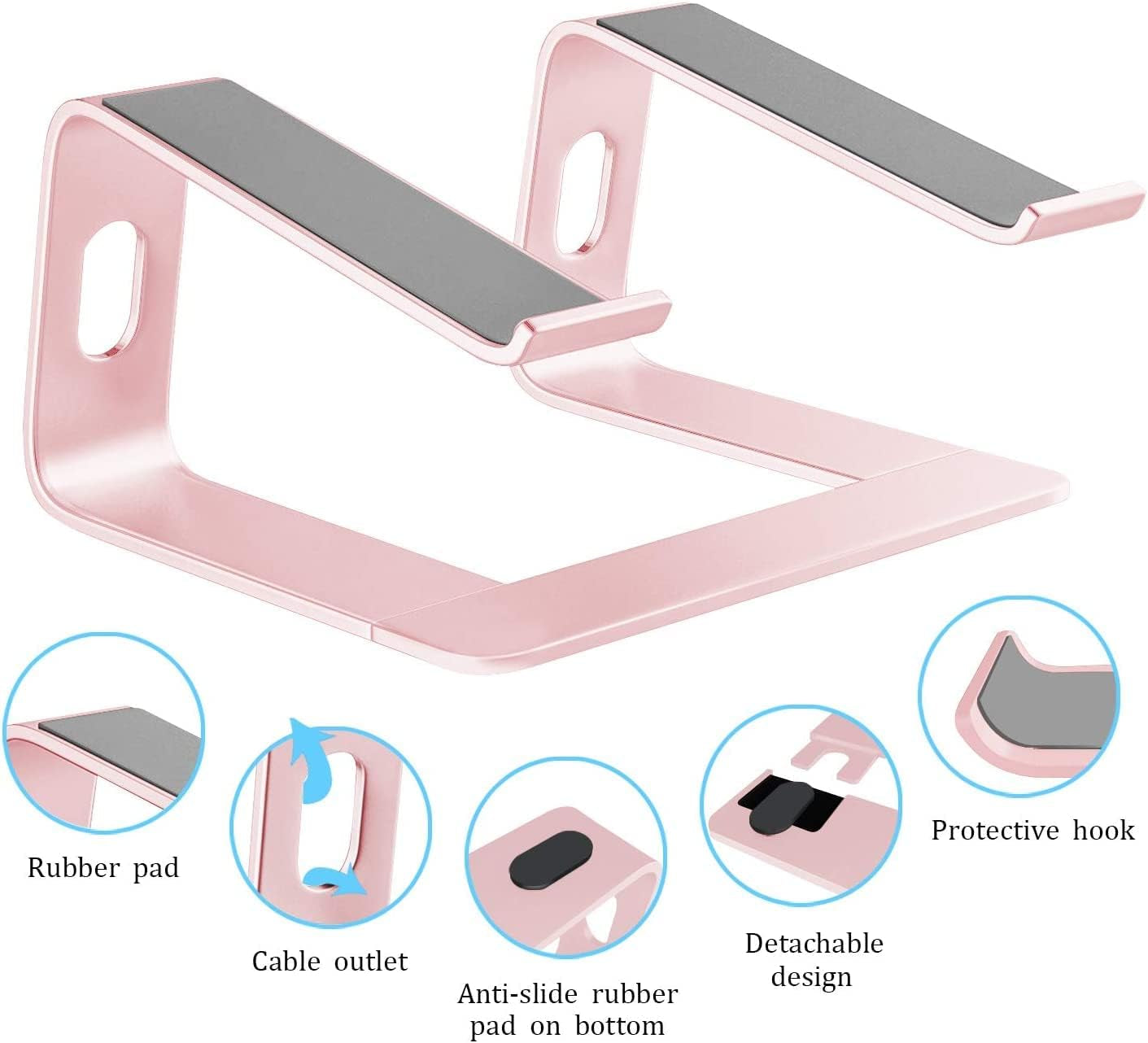 Aluminum Laptop Stand - Ergonomic Riser Compatible with MacBook Air/Pro and 10 to 15.6 Inch Notebooks (Pink)