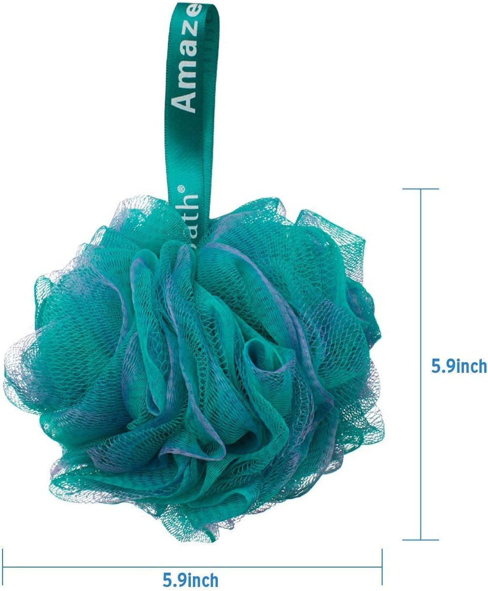 Shower Bath Sponge Shower Loofahs Balls 75G/Pcs and 72X72 Inches PEVA 3G Shower Curtain Liner