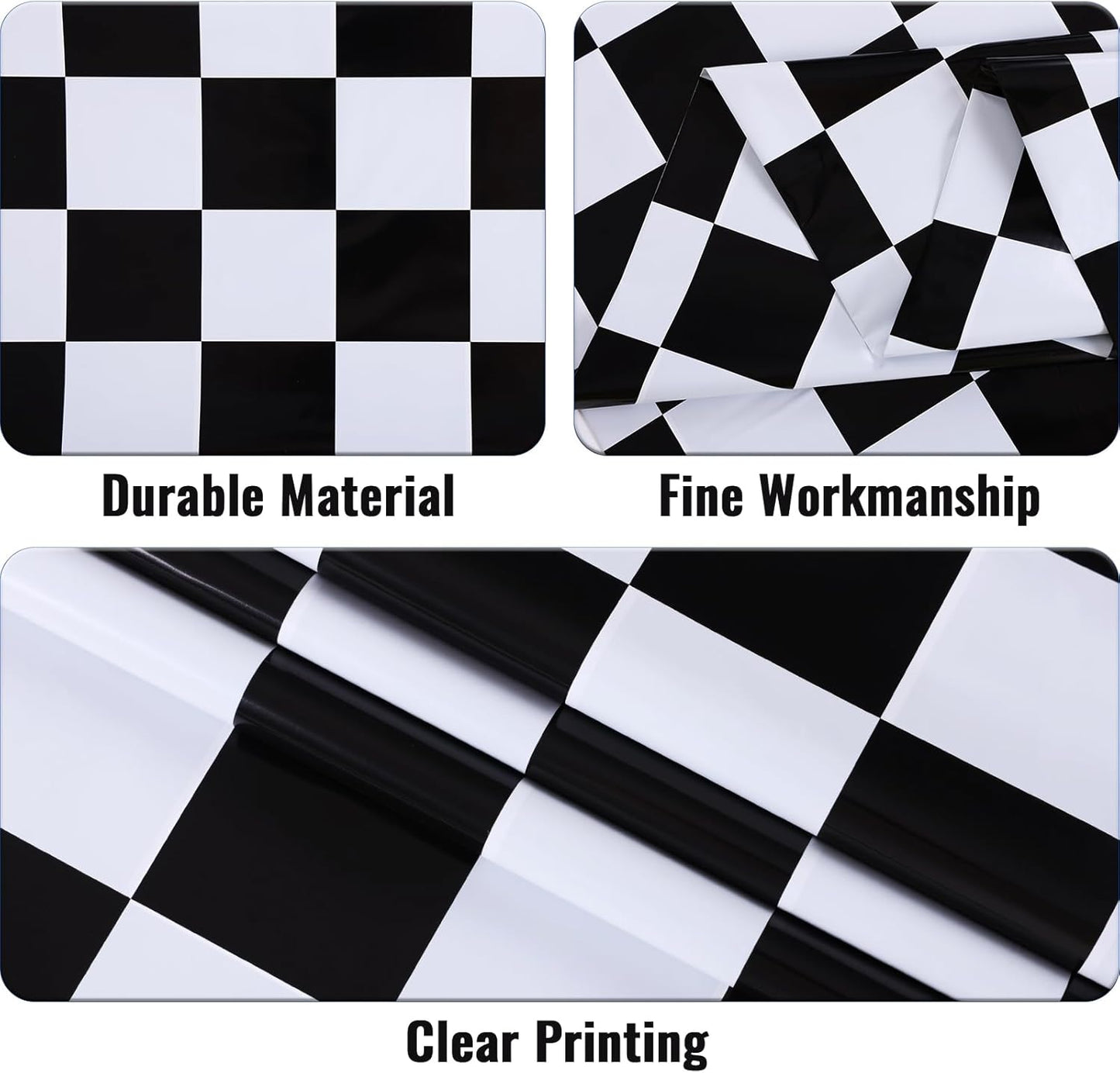 3 Packs Black and White Checkered Tablecloths 54 X 108 Inches Disposable Plastic Checkered Flag Racing Table Cover Waterproof Rectangle Race Car Table Cloth for Picnic Party Retro Celebration