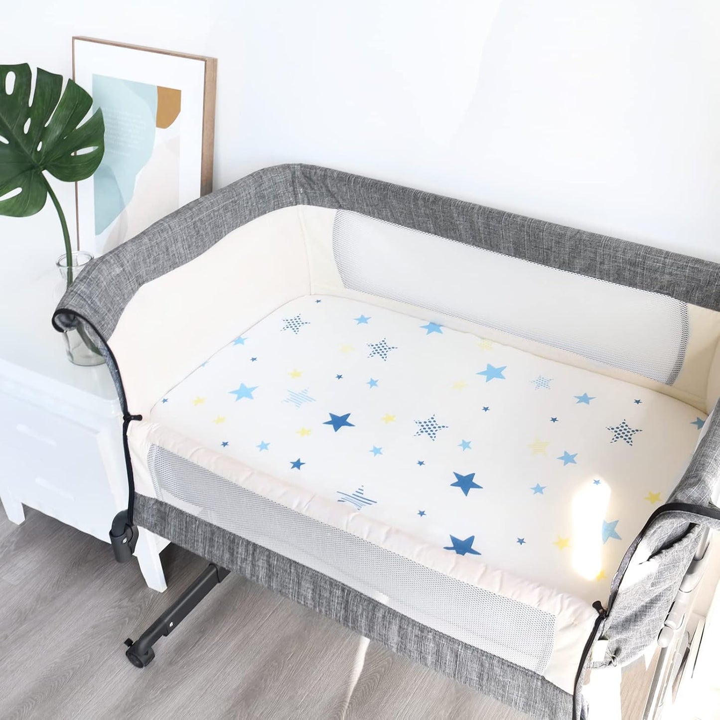 Muslin Bassinet Sheets Fit for AMKE 3 in 1, Besrey, Bellababy, Evolur Stellar, Milliard, Tcbunny and Other Bedside Sleeper Bassinet - 2 Pack