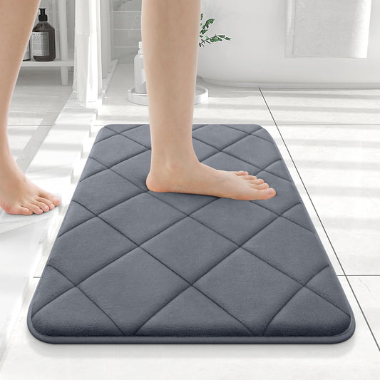 Memory Foam Bath Mat 24X16, Ultra Soft and Absorbent Bathroom Rugs, Machine Washable, Comfortable Bath Carpet for Bathroom Floor, Tub and Shower, Dark Grey