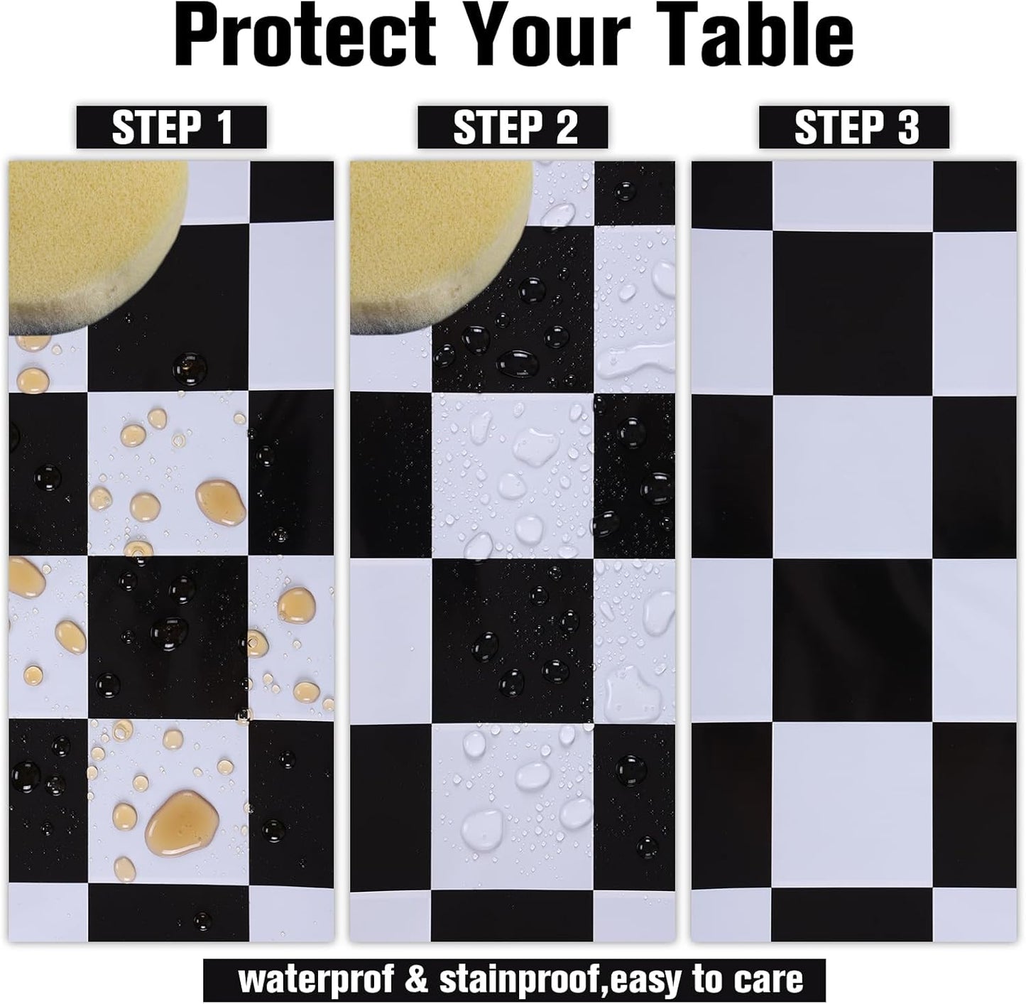 3 Packs Black and White Checkered Tablecloths 54 X 108 Inches Disposable Plastic Checkered Flag Racing Table Cover Waterproof Rectangle Race Car Table Cloth for Picnic Party Retro Celebration