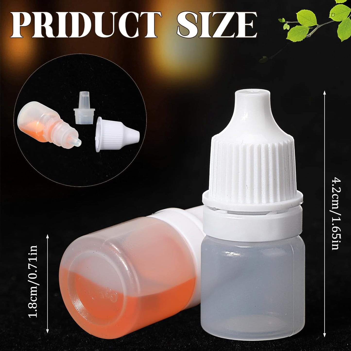 200 Pcs 3 Ml Empty Plastic Dropper Bottles with Caps and Plugs for Liquid Storage
