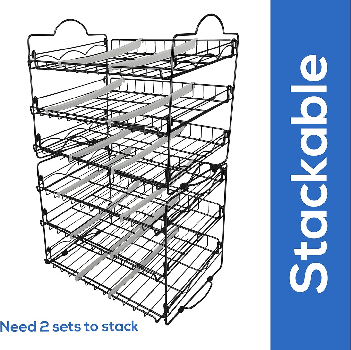 Storage Rack Organizer 16.5 X 12.5 X 13.5 Inch, Stackable, Holds Upto 36 Cans for Kitchen Cabinet or Pantry (Black)