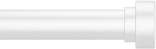 White 32 to 48 Inch Curtain Rods for Windows - Adjustable Curtain Rods for Windows, 1 Inch Diameter Heavy Duty Decorative Window Single Rod with Aluminium Finials