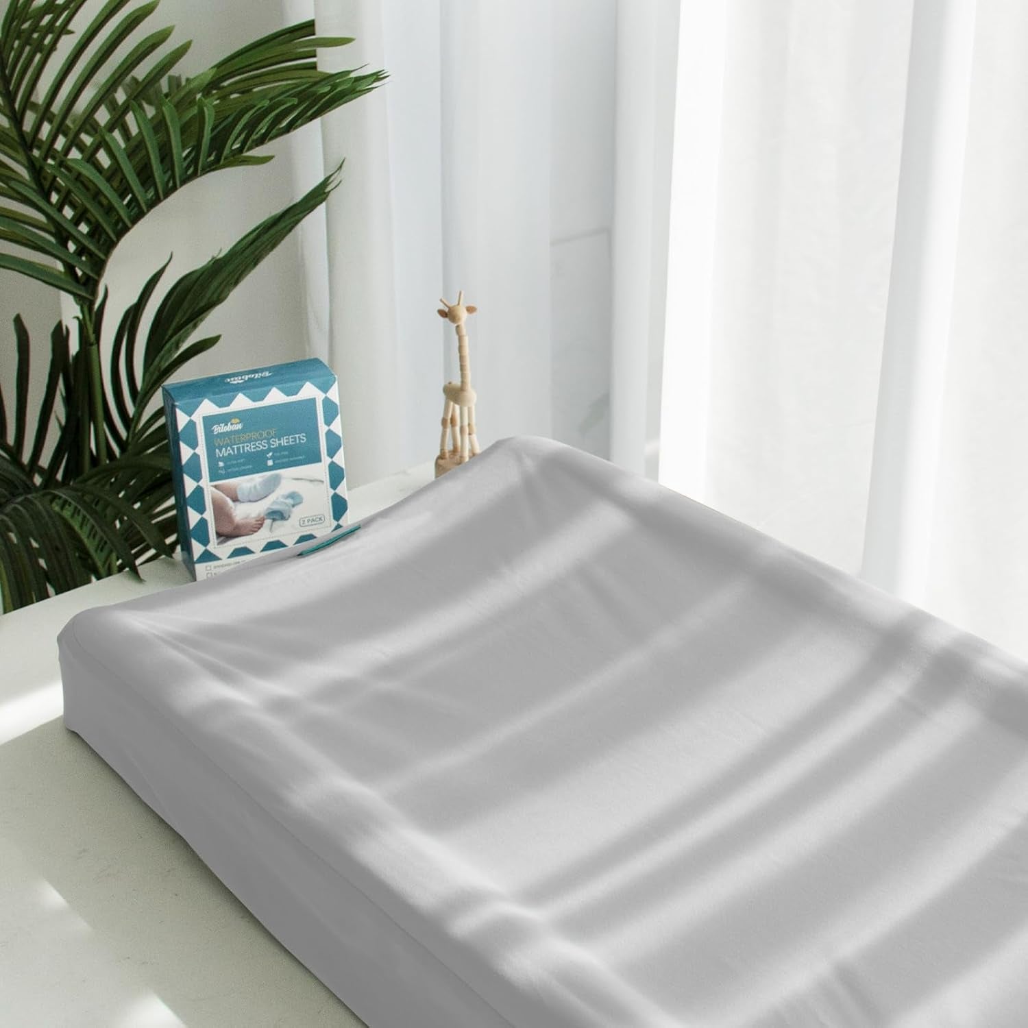 Changing Pad Cover Waterproof, 2 Pack Diaper Change Table Sheets for Baby Boys Girls, Fitted Cradle Sheets for 32"X16" Contoured Pad, Breathable & Ultra Soft, Grey