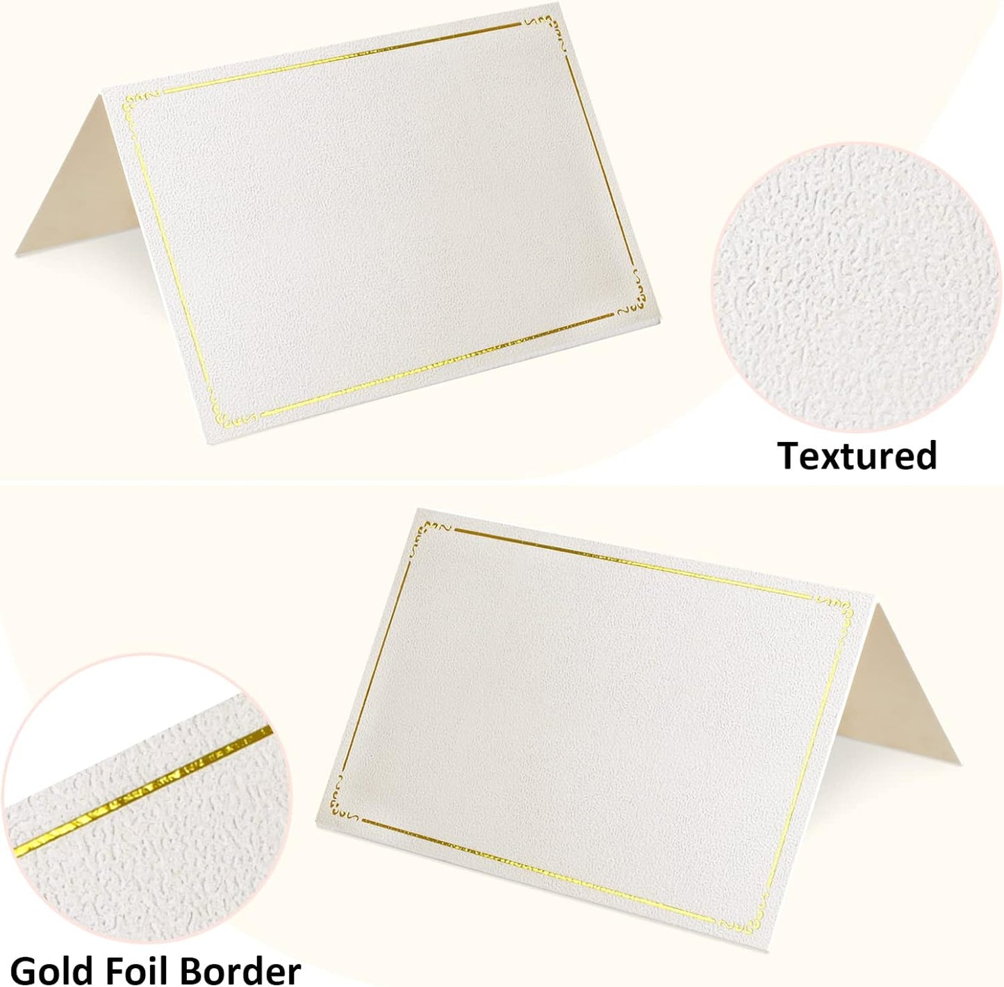 70 Pcs Place Cards Blank Fillable Banquet Seat Card with Gold Foil Frame, Place Cards for Table Setting, Escort Cards, Name Cards, Wedding Place Cards for Wedding, Table, Dinner Parties, 2.5" X 3.75"