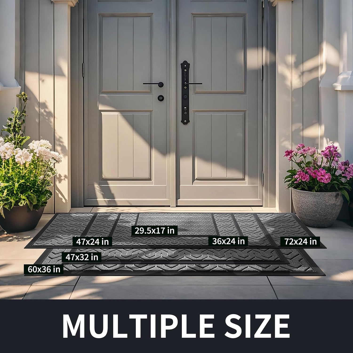 Front Door Mat outside Entrance, Waterproof Indoor Outdoor Welcome Mats for Entrance, Heavy Duty Non-Slip Rubber Backing, Garage or Patio Entry Floor, 29.5X17, Grey