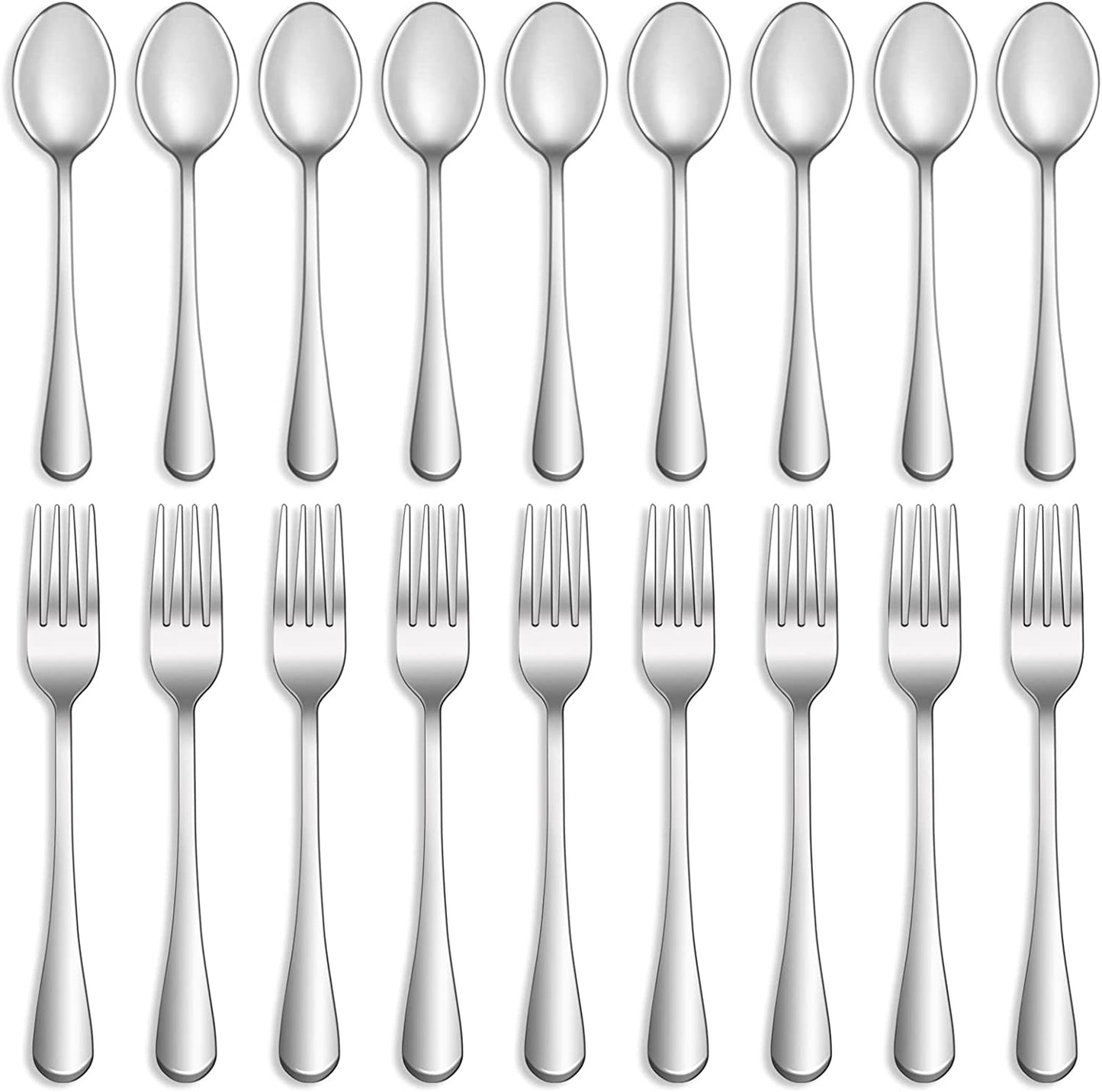 8 Pcs Forks and Spoons Silverware Set,Food Grade Stainless Steel Flatware Cutlery Set for Home,Kitchen and Restaurant,Mirror Polished,Dishwasher Safe - 4 Dinner Fork(8 Inch) and 4 Teaspoon(6.5 Inch)